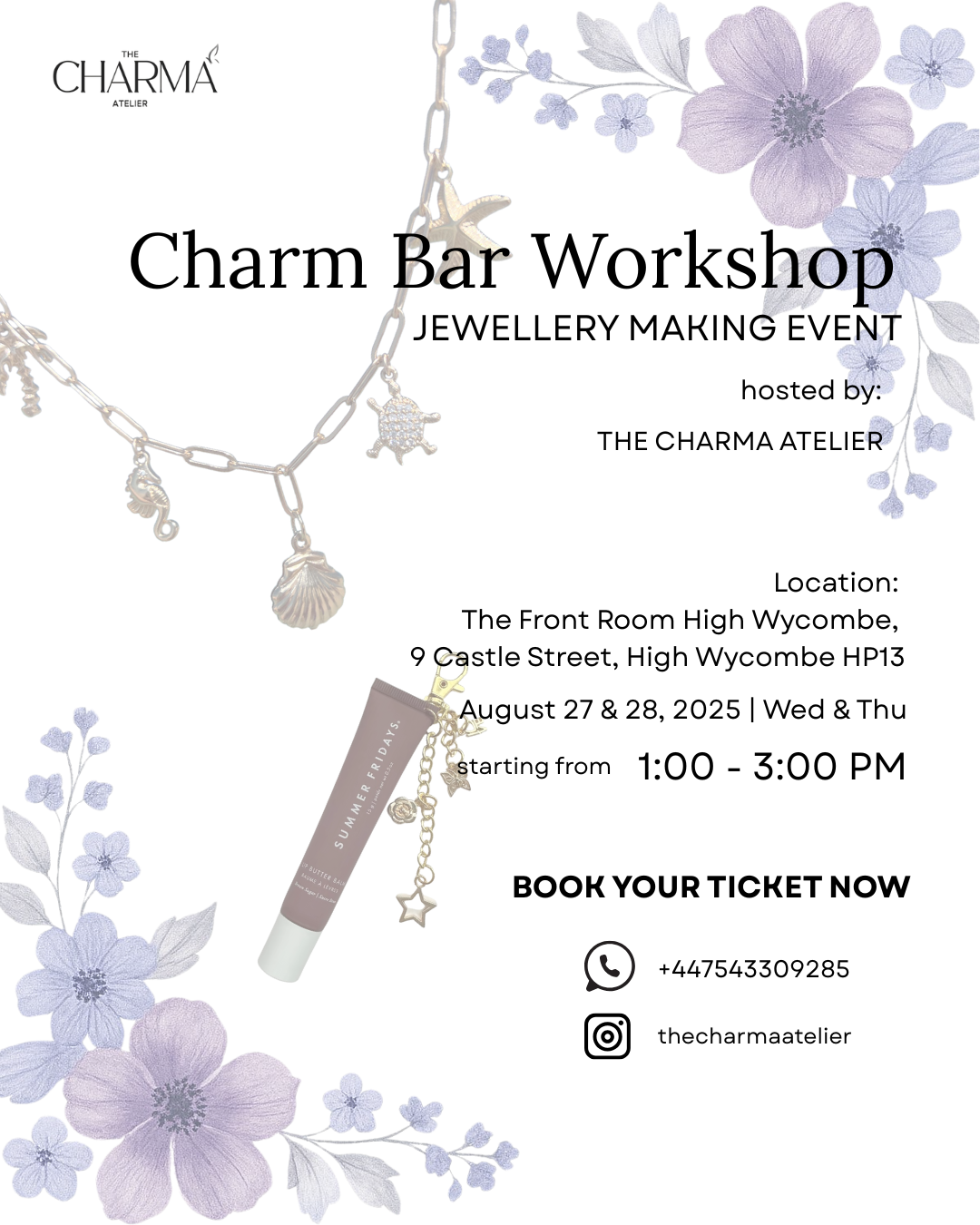Charmbar Workshop at The Front Room High Wycombe (Ladies Only) by Charma Atelier