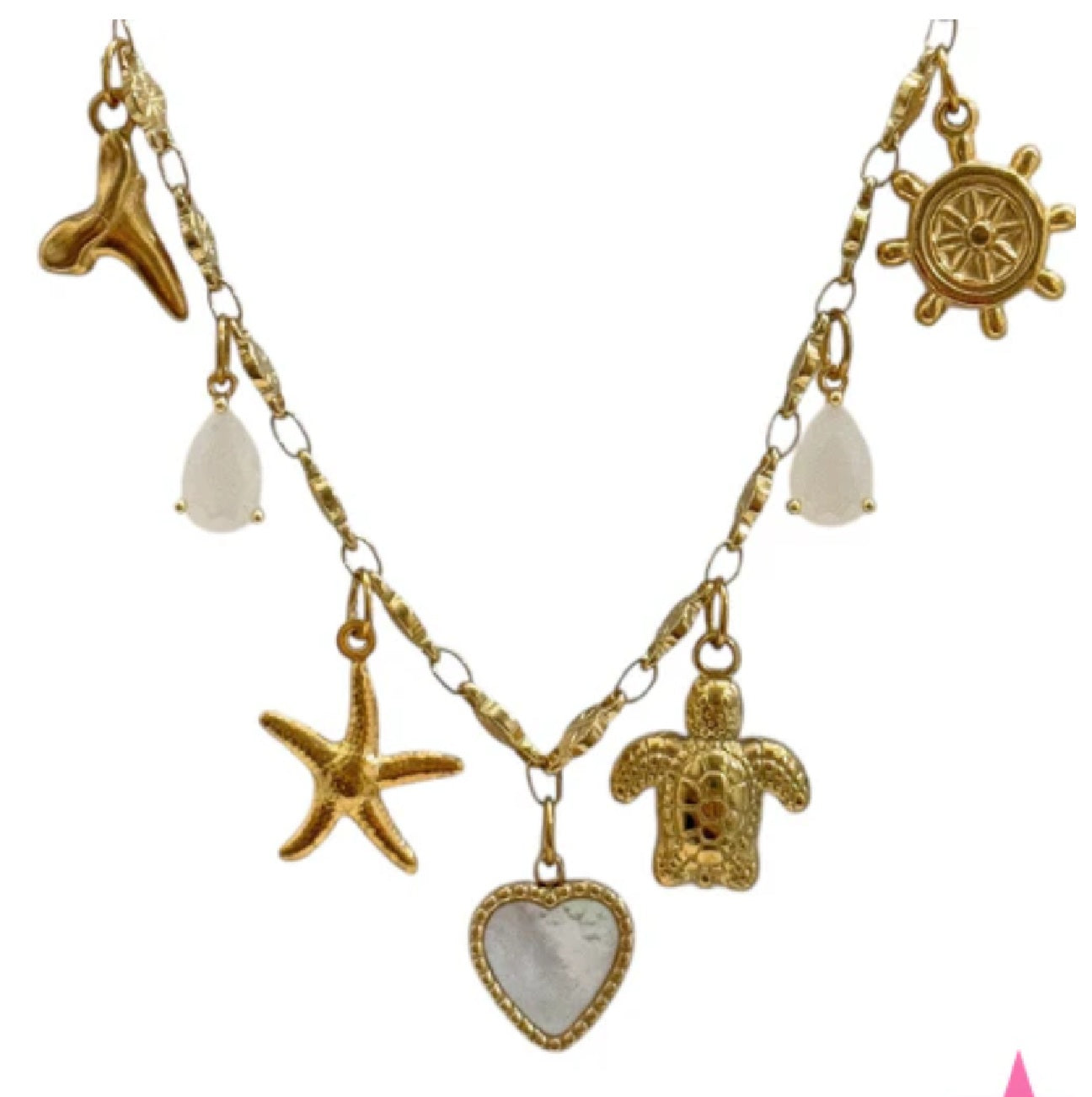 THIN LINKED CHARM NECKLACE